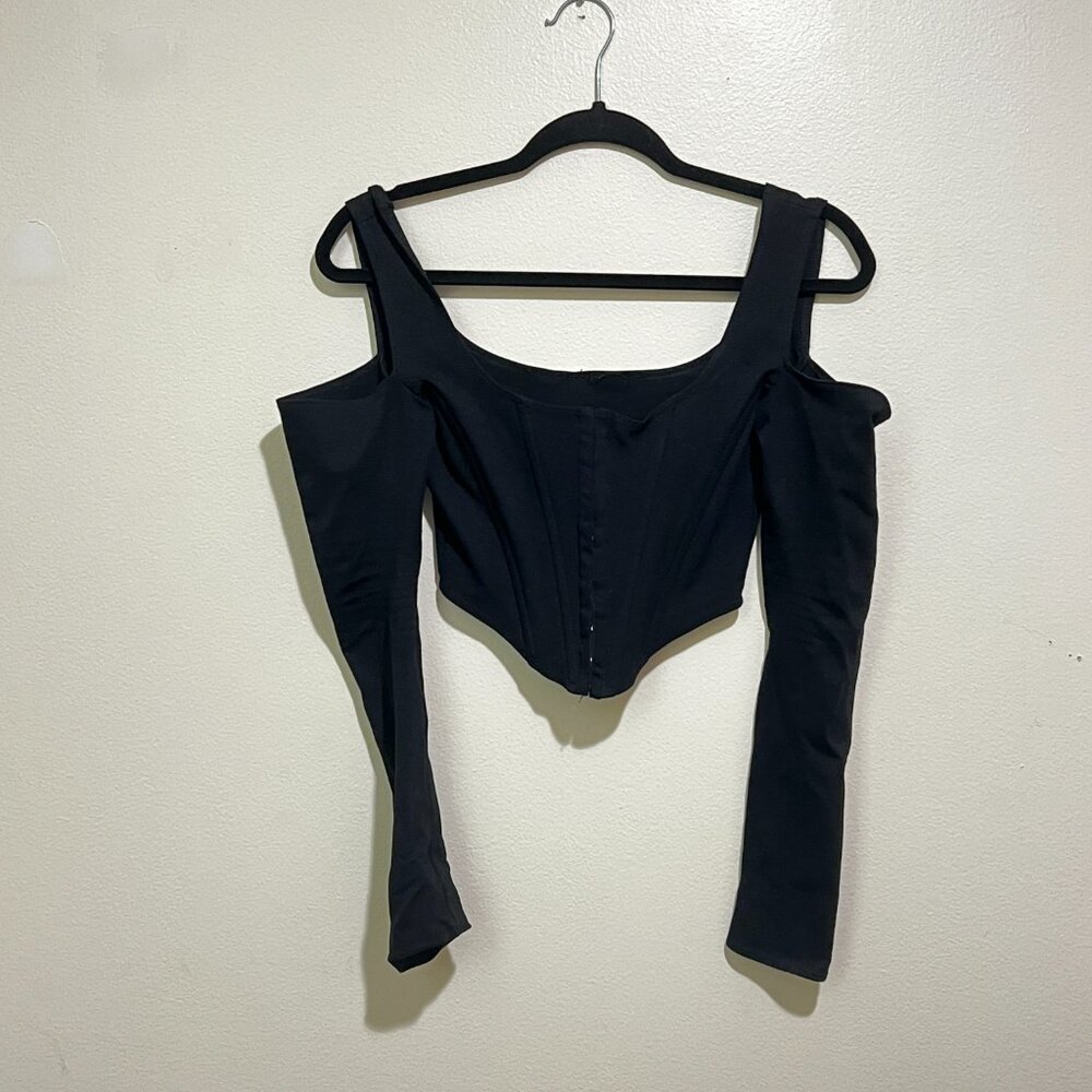 Black Off the Shoulder Corset Crop Top